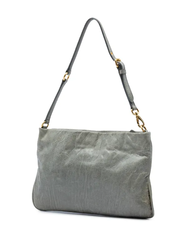 miu miu レザー ショルダーバッグ グレー Miu Miu Pre-Owned 2010-2026 ナッパ チャーム ショルダーバッグ