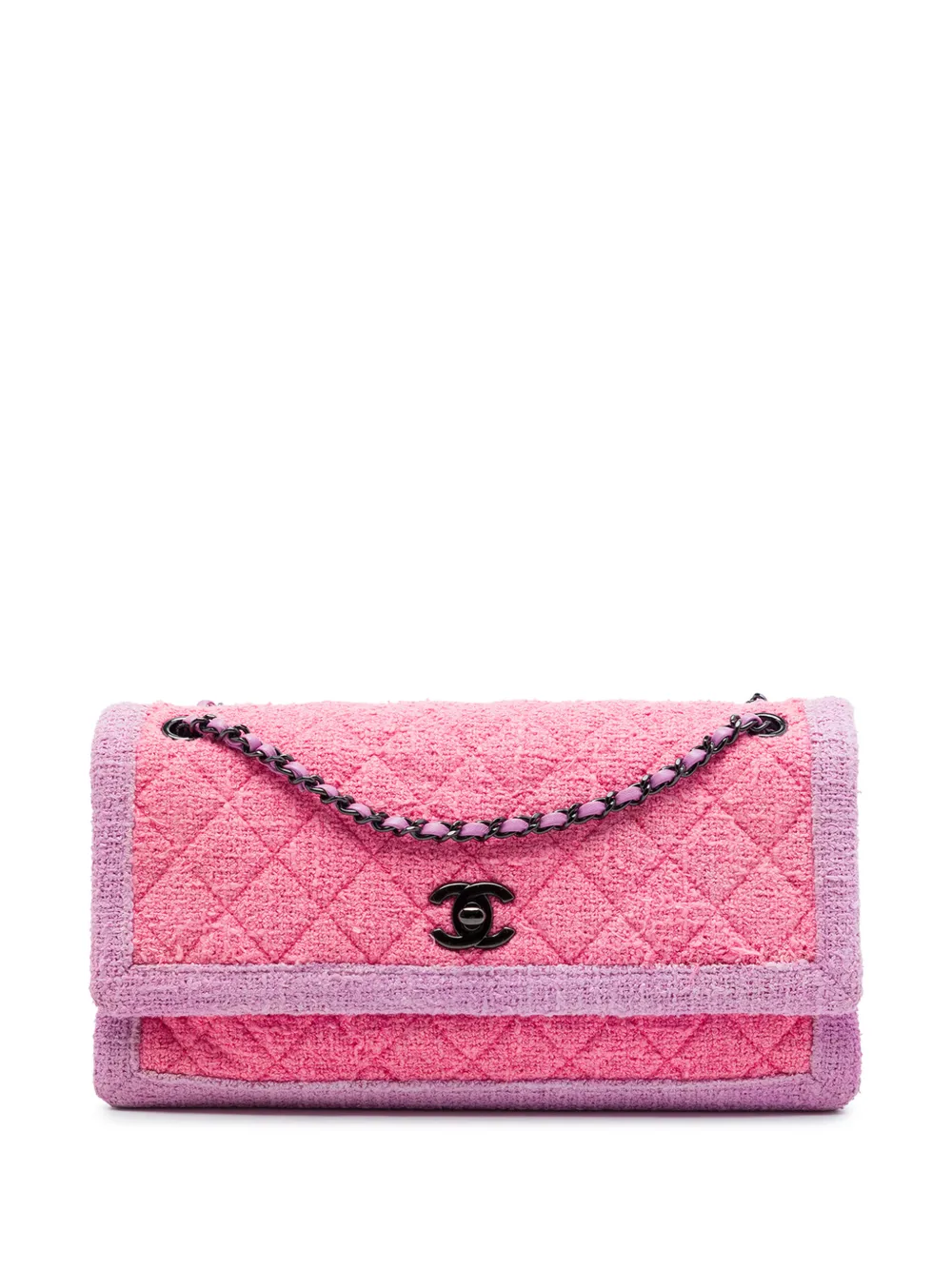 CHANEL Pre-Owned 2015-2016 CC Quilted Tweed Accordion Flap shoulder bag - Rosa