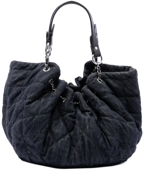 CHANEL Pre-Owned Spirit Cabas 绗缝牛仔弹性大号手提包(2008-2009年典藏款)