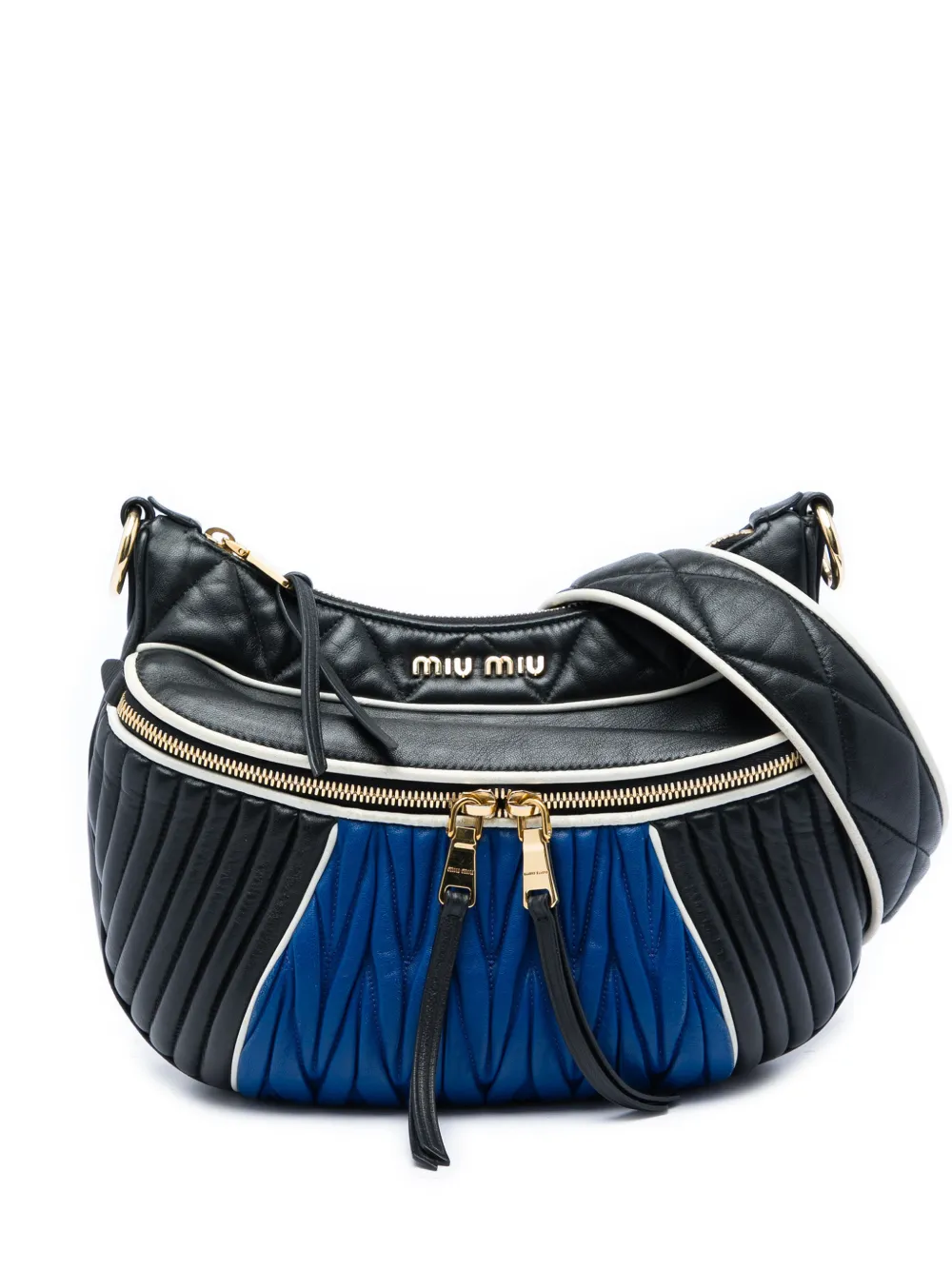Miu Miu Pre-Owned 2010-2026 Matelasse Tricolor Nappa Rider shoulder bag - Schwarz