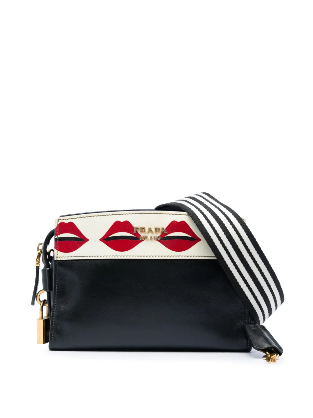 Prada Pre-Owned 2000-2013 City Calf and Saffiano Lip Print Esplanade crossbody bag - Nero