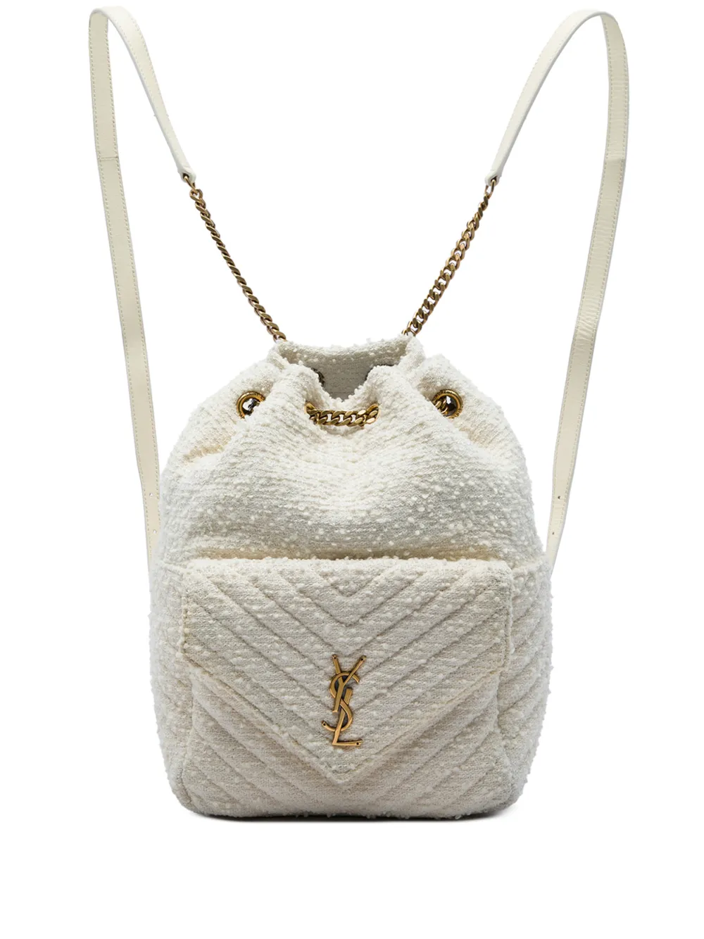 Saint Laurent Pre-Owned 2021 Chevron Tweed Monogram Joe backpack - Weiß