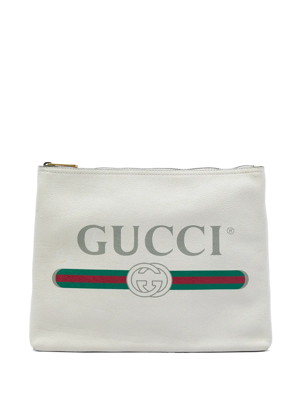 Gucci Pre-Owned 2016-2026 Medium Calfskin Logo Portfolio clutch bag - Bianco