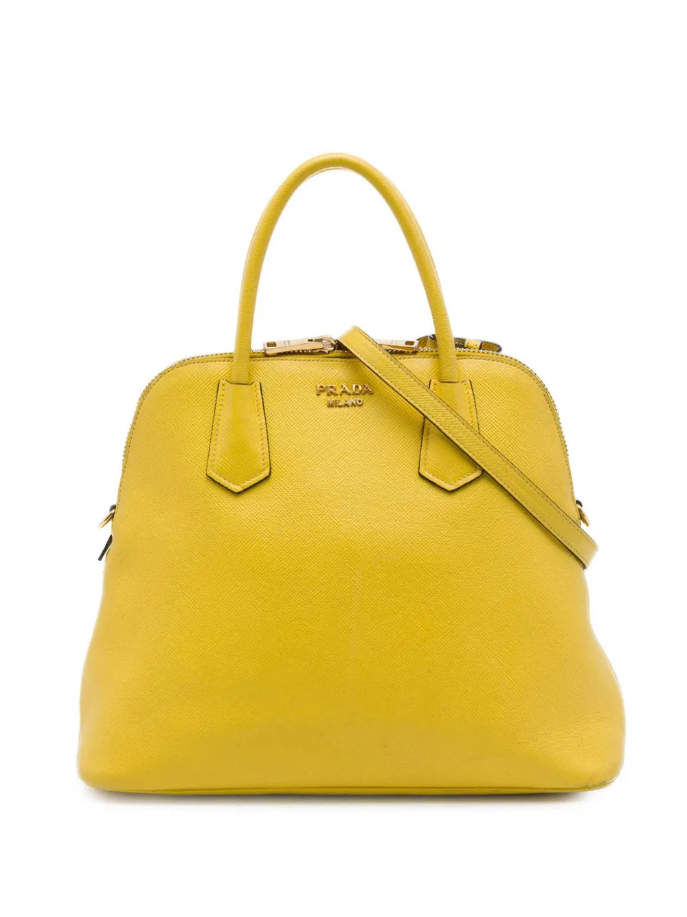 Prada Pre-Owned 2010-2026 Large Saffiano Cuir Dome satchel - Giallo