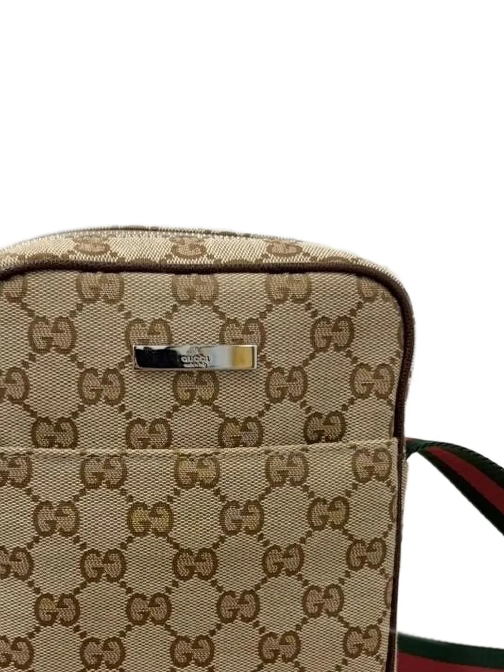 Gucci Kleine crossbodytas met -label Beige
