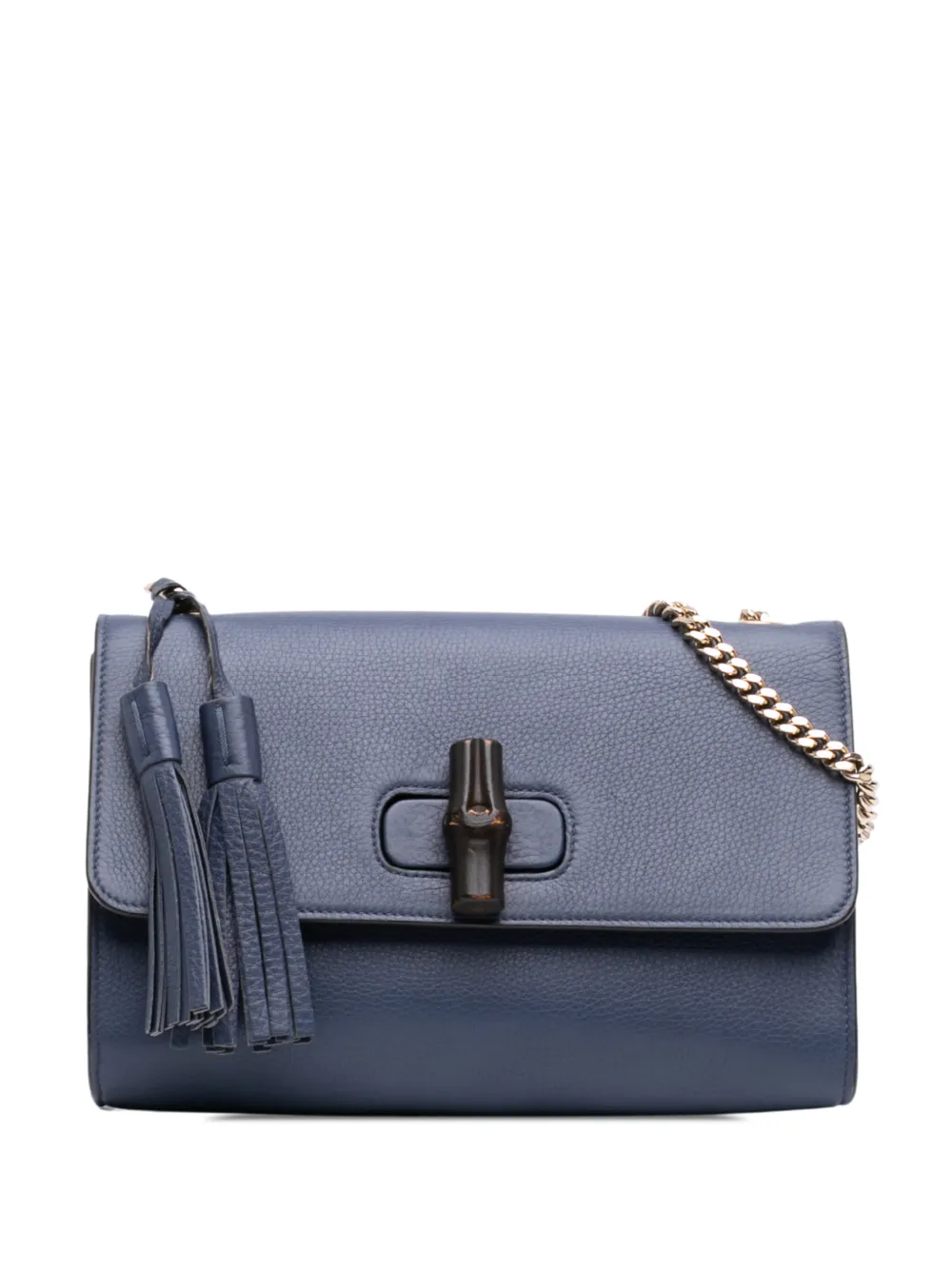Gucci Pre-Owned 2000-2015 Medium Leather Miss Bamboo crossbody bag - Blu
