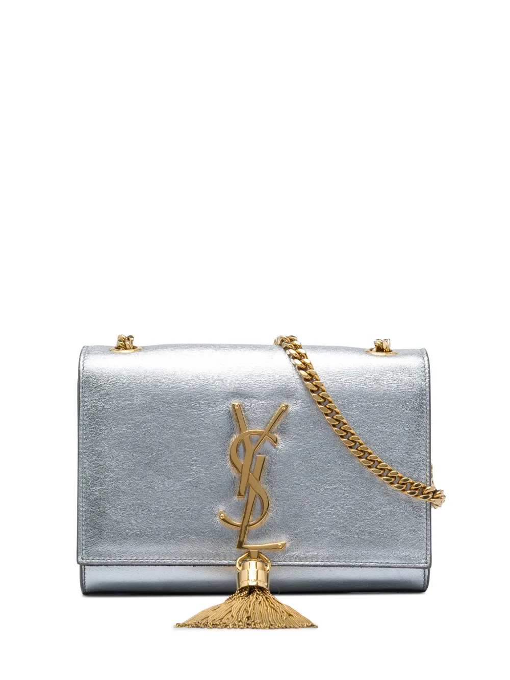 Saint Laurent Pre-Owned 2014 Small Metallic Calfskin Monogram Kate Tassel crossbody bag - Silber
