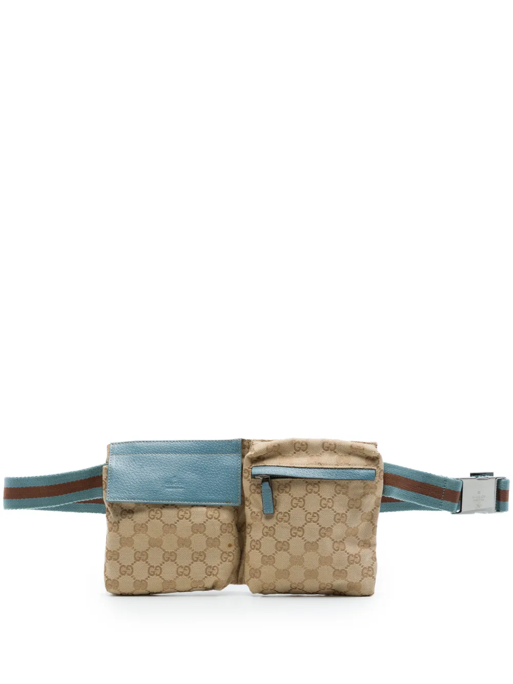 Gucci Pre-Owned 2000-2015 GG Canvas Web Double Pocket belt bag - Toni neutri