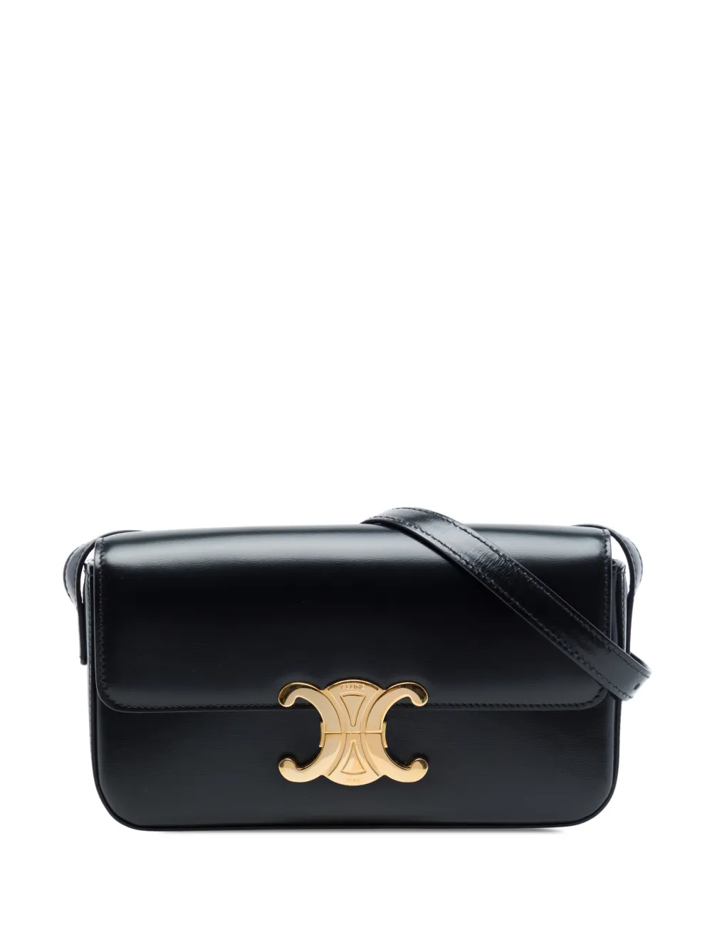 Celine Pre-Owned 2021 Shiny Calfskin Triomphe Claude shoulder bag - Nero