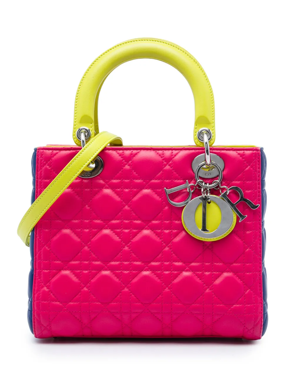 Christian Dior Pre-Owned 2013 Medium Tricolor Lambskin Cannage Lady Dior satchel - Rosa