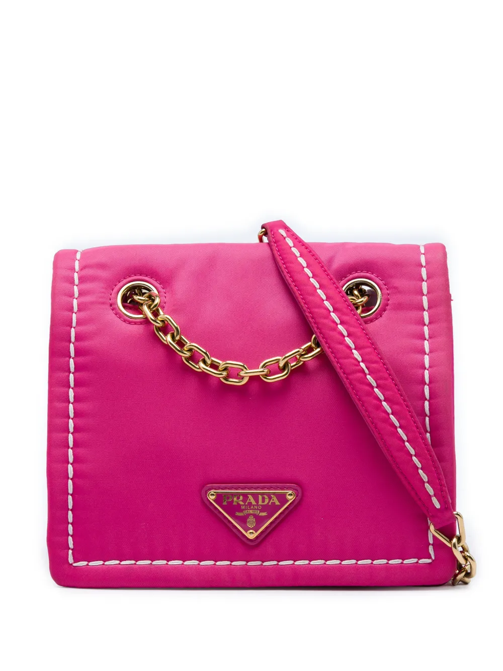 Prada Pre-Owned 2013-2026 Small Tessuto Chain Flap Crossbody Bag