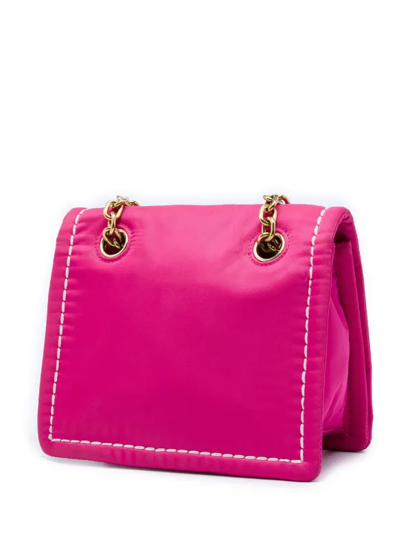Prada Pre-Owned 2013-2026 Small Tessuto Chain Flap Crossbody Bag