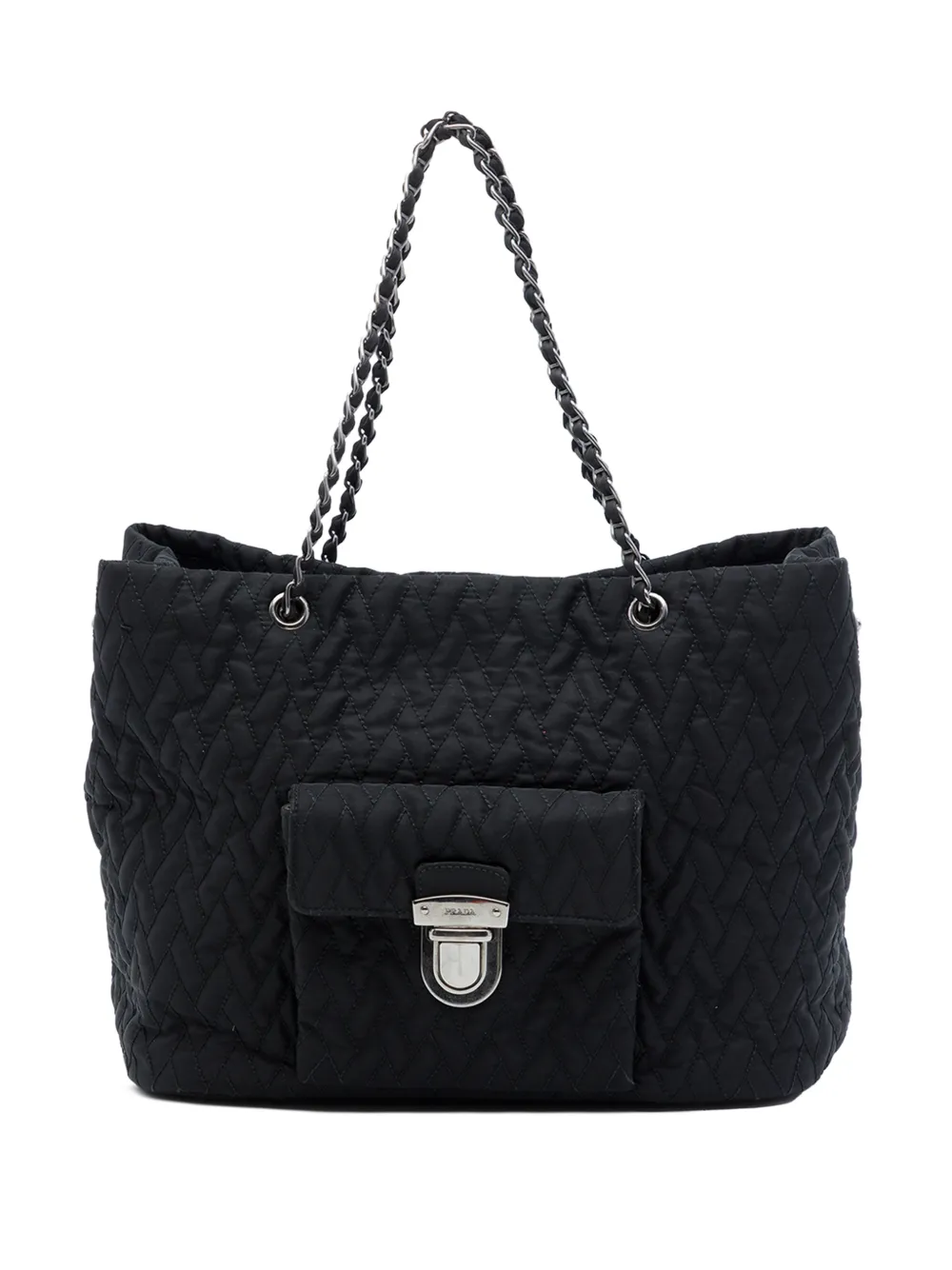 Prada Pre-Owned 2010-2026 Impuntu Tessuto Chain Tote satchel - Schwarz