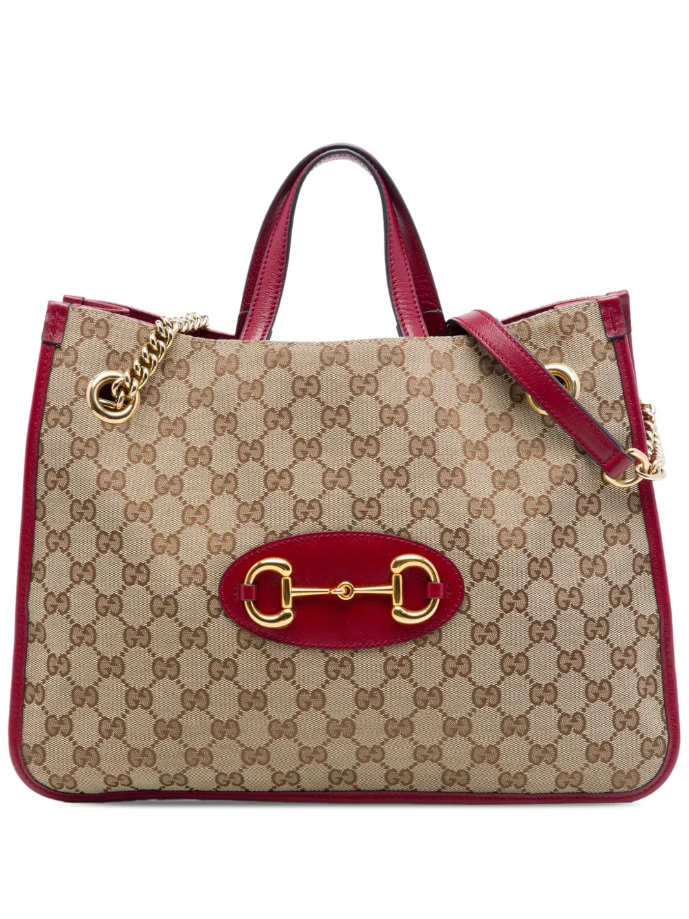 Gucci Pre-Owned 2016-2026 Medium GG Canvas Horsebit 1955 Chain Tote satchel - Rosso