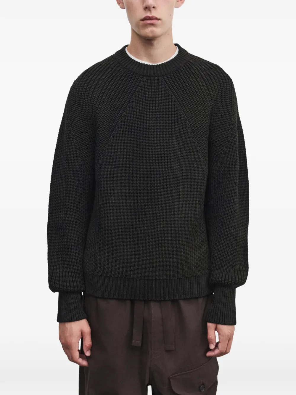 Comme des Garçons Homme Ribgebreide trui met raglan mouwen Zwart