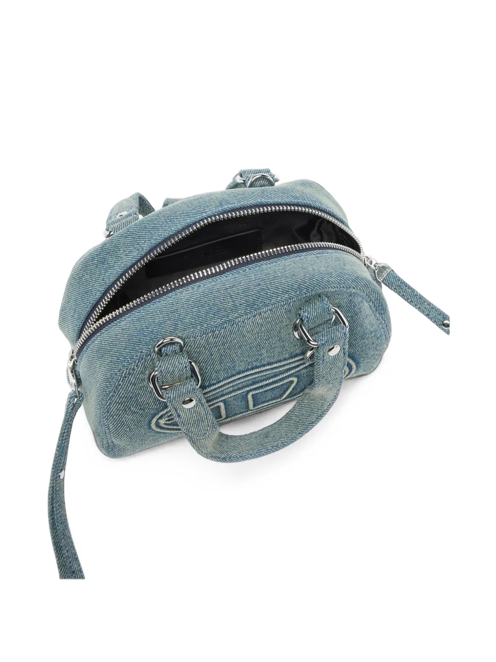 Diesel 1DR kleine bowlingtas van denim met Oval D-logo Blauw