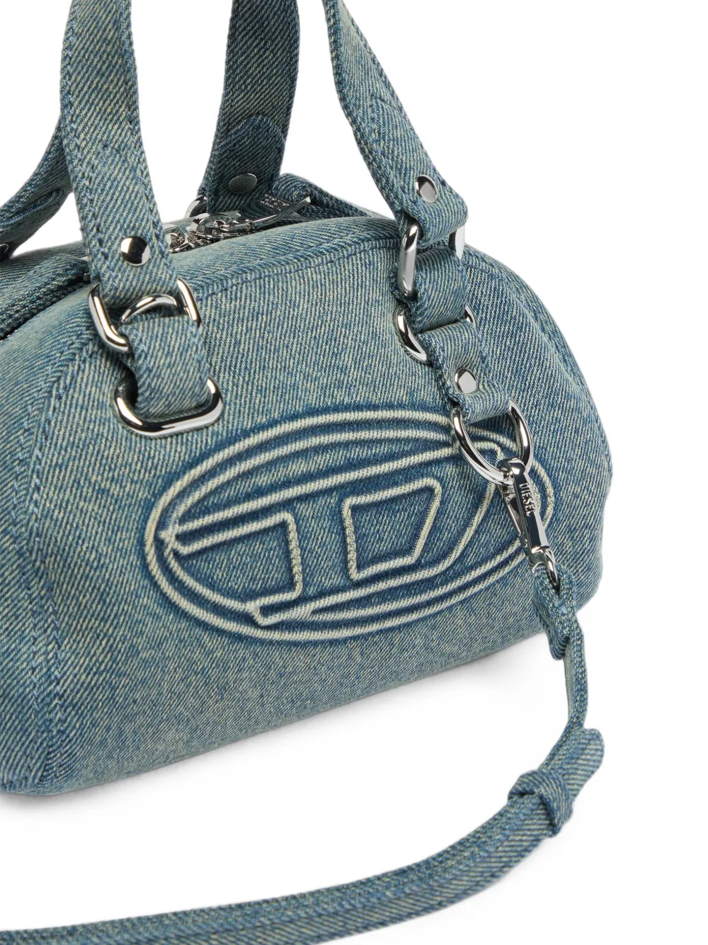 Diesel 1DR kleine bowlingtas van denim met Oval D-logo Blauw