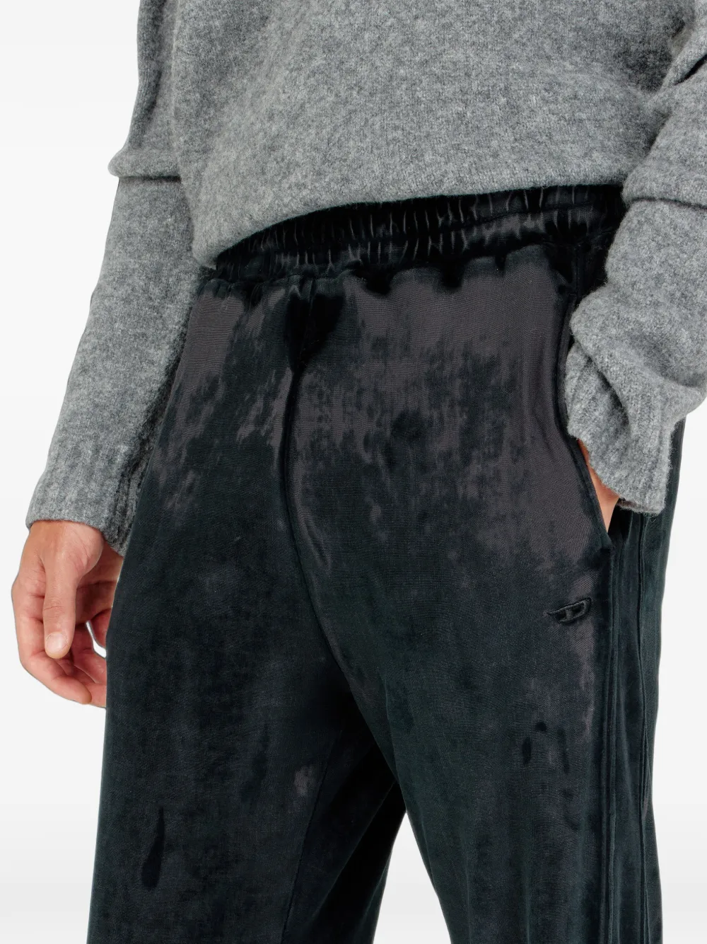 Diesel Chenille trainingsbroek met devoré-effect Zwart