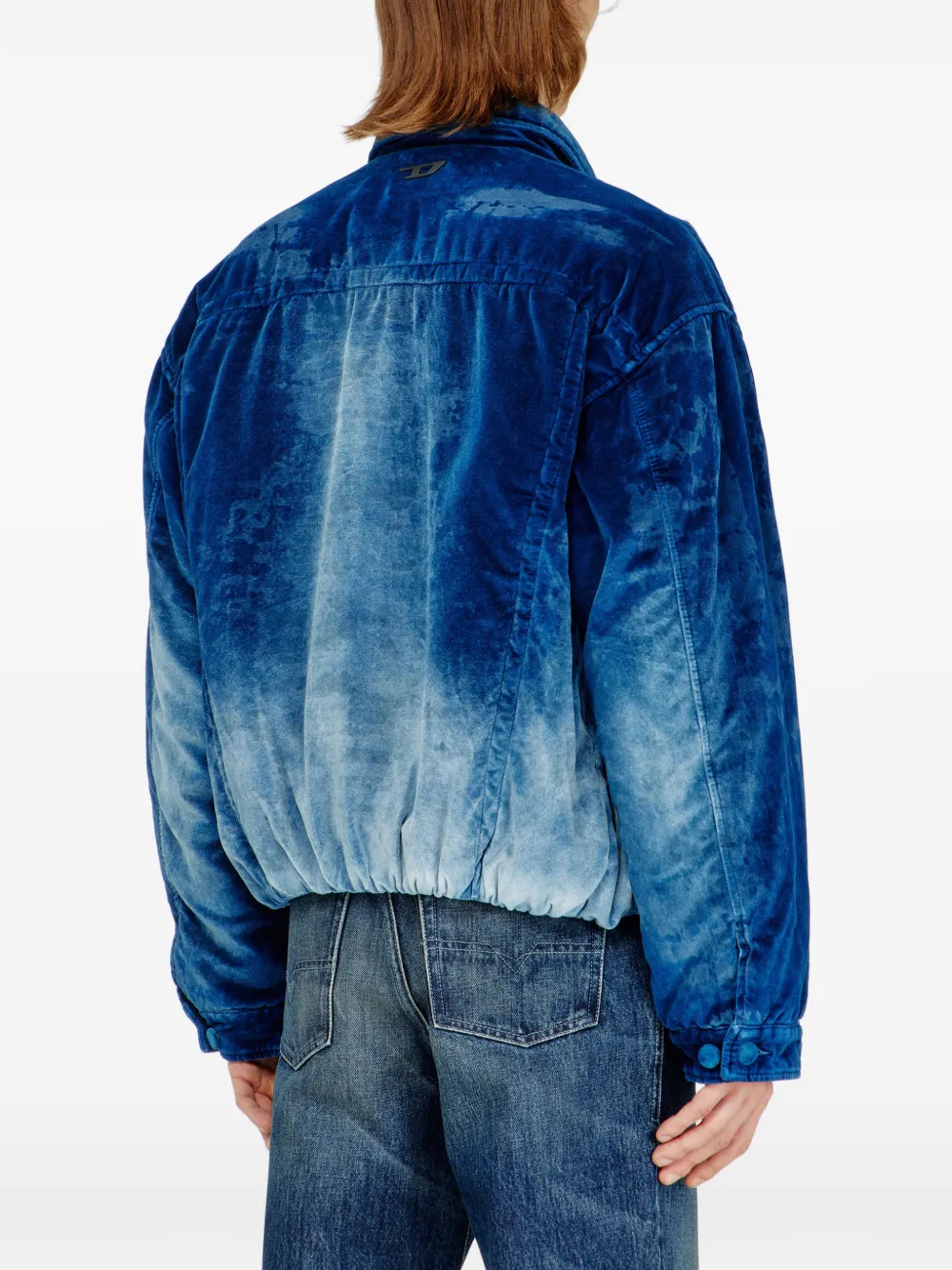 Diesel Elastisch fluwelen denim truckerjack Blauw