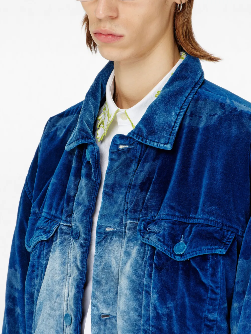 Diesel Elastisch fluwelen denim truckerjack Blauw