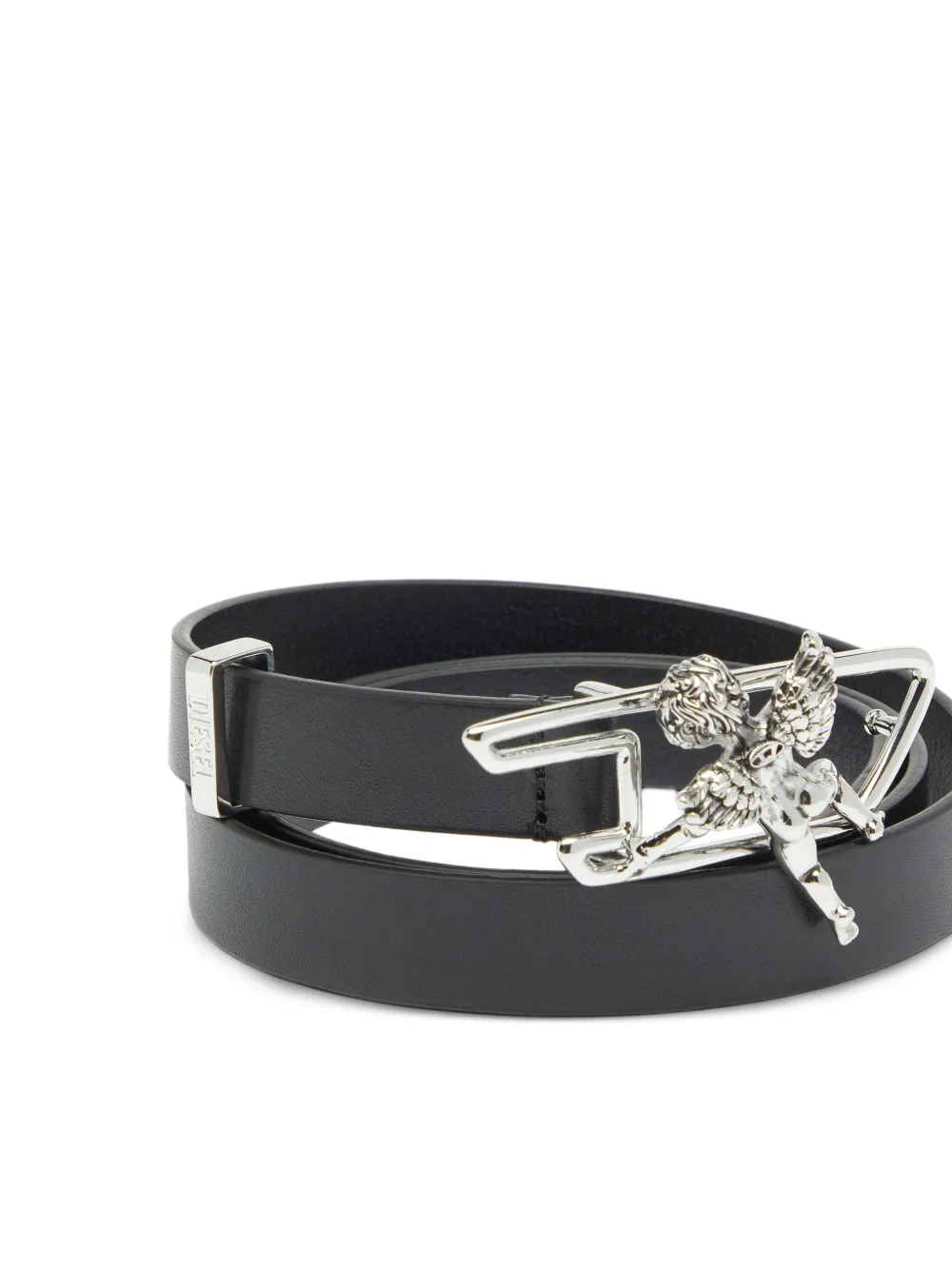 Diesel 2 cm leren riem met Cherub D-Outline gesp Zwart