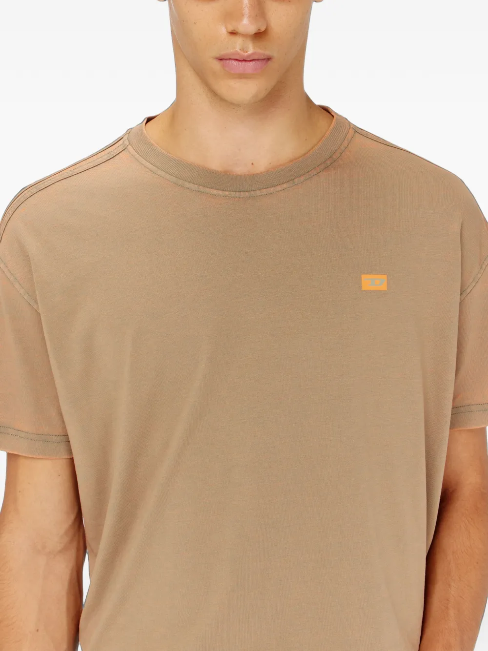 Diesel T-shirt met lange mouwen van burn-out jersey Bruin