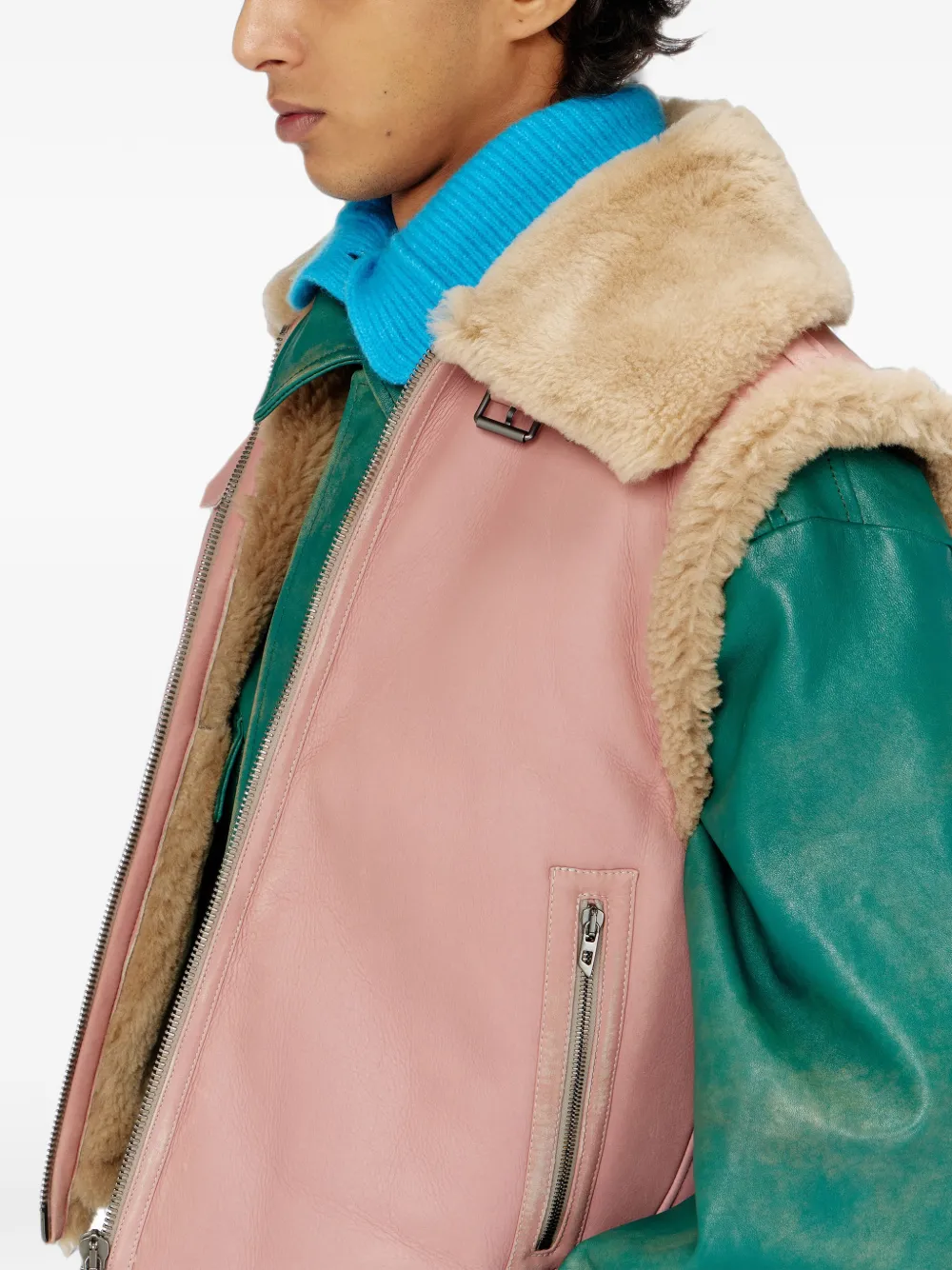 Diesel Lammy leren spencer Roze