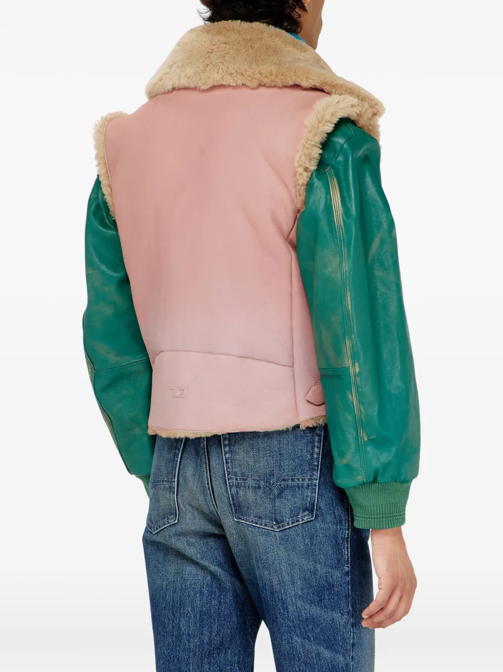 Diesel Lammy leren spencer Roze