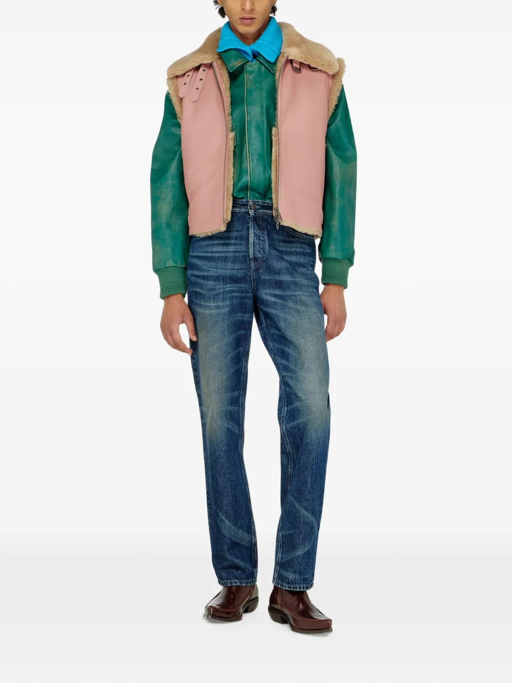 Diesel Lammy leren spencer Roze