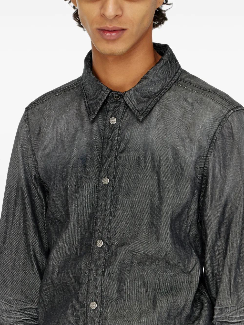 Diesel Denim overhemd met gekreukt effect Grijs
