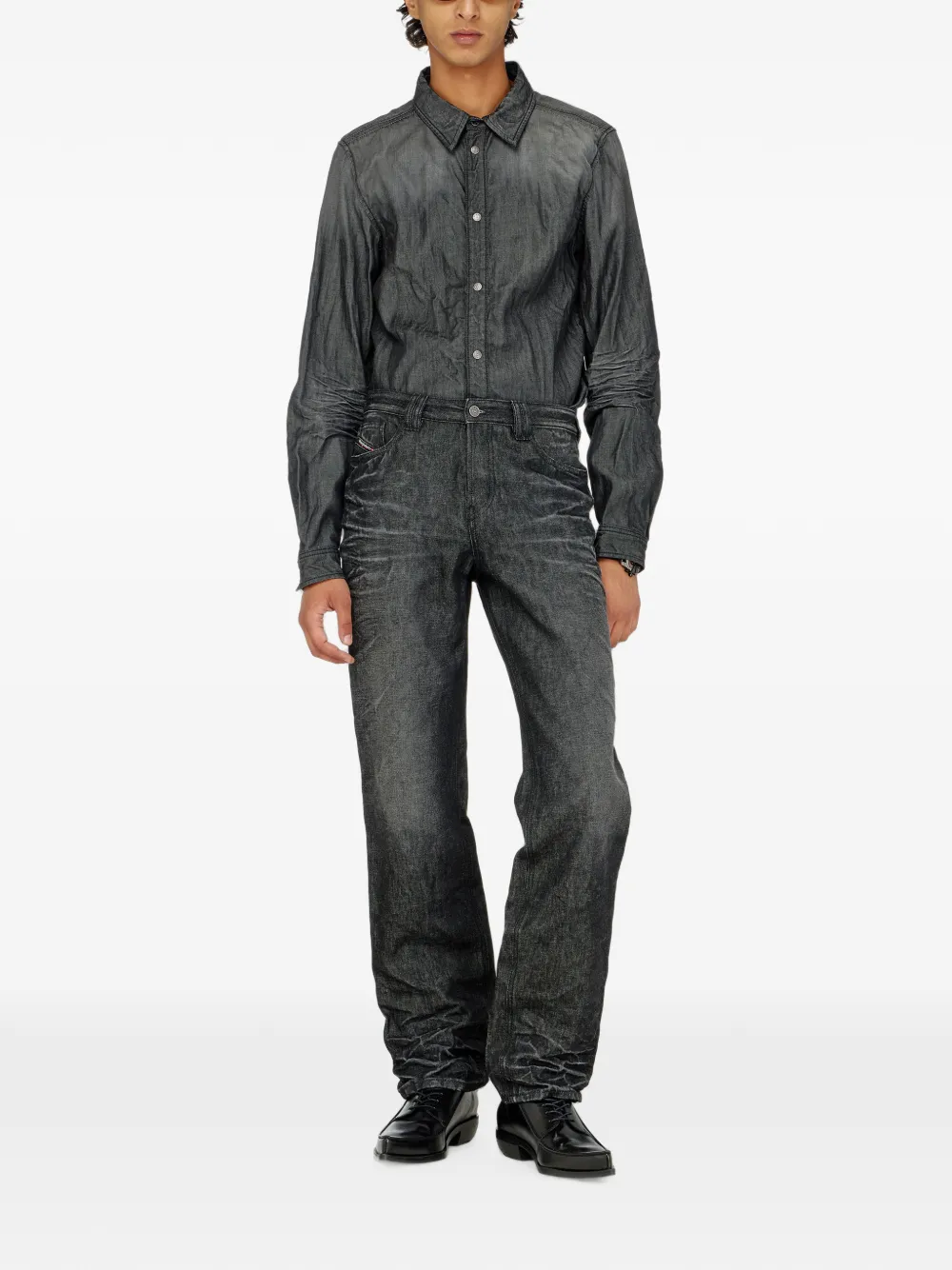 Diesel Denim overhemd met gekreukt effect Grijs