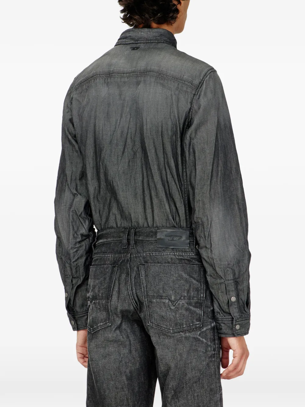 Diesel Denim overhemd met gekreukt effect Grijs