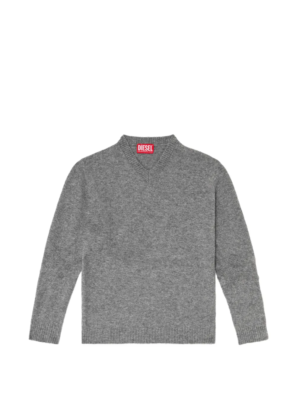 Diesel V-neck jumper in wrinkled boiled knit - Grigio
