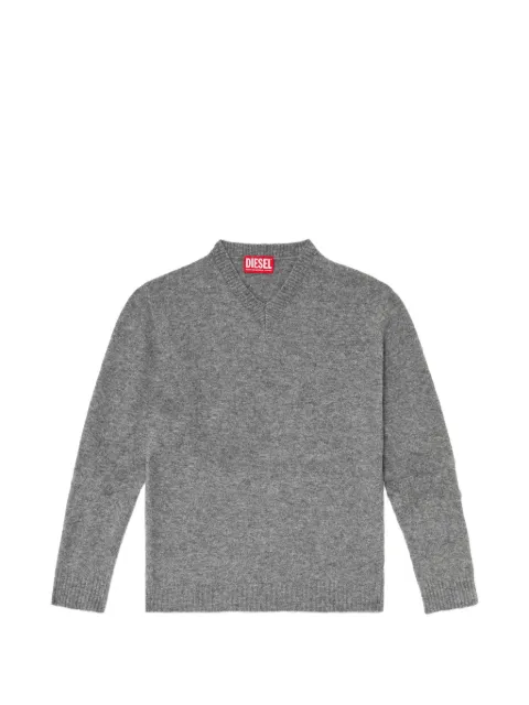 Diesel V-neck jumper in wrinkled boiled knit