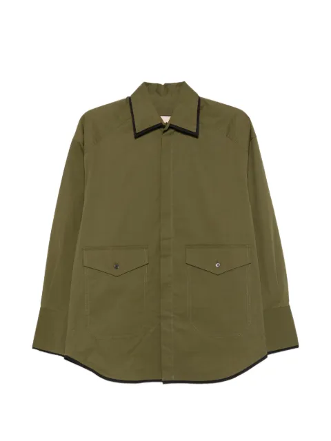 Plan C contrast-trim flap-pocket shirt
