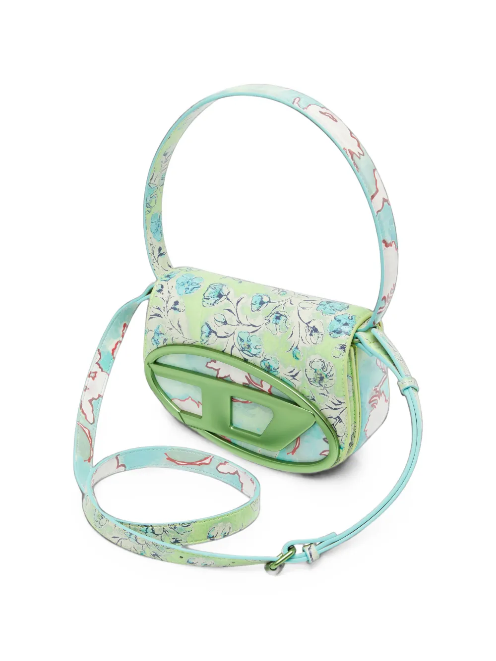 Diesel 1DR-Iconic schoudertas met bloemenprint Groen