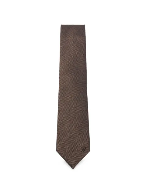 Brioni herringbone-pattern silk tie