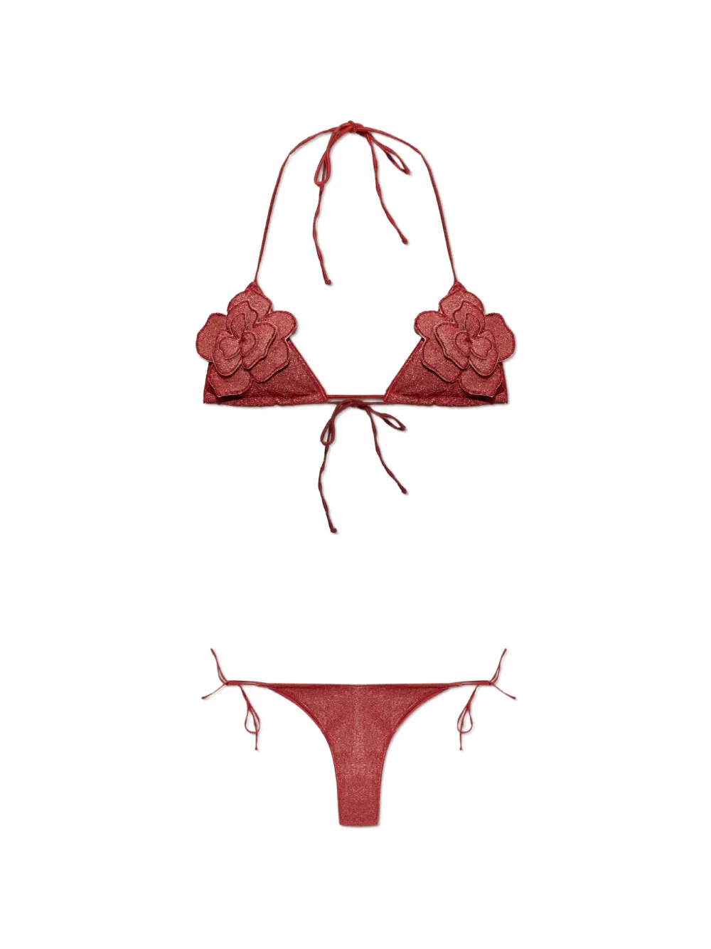 Oséree floral-appliqué Lurex swimsuit - Rot