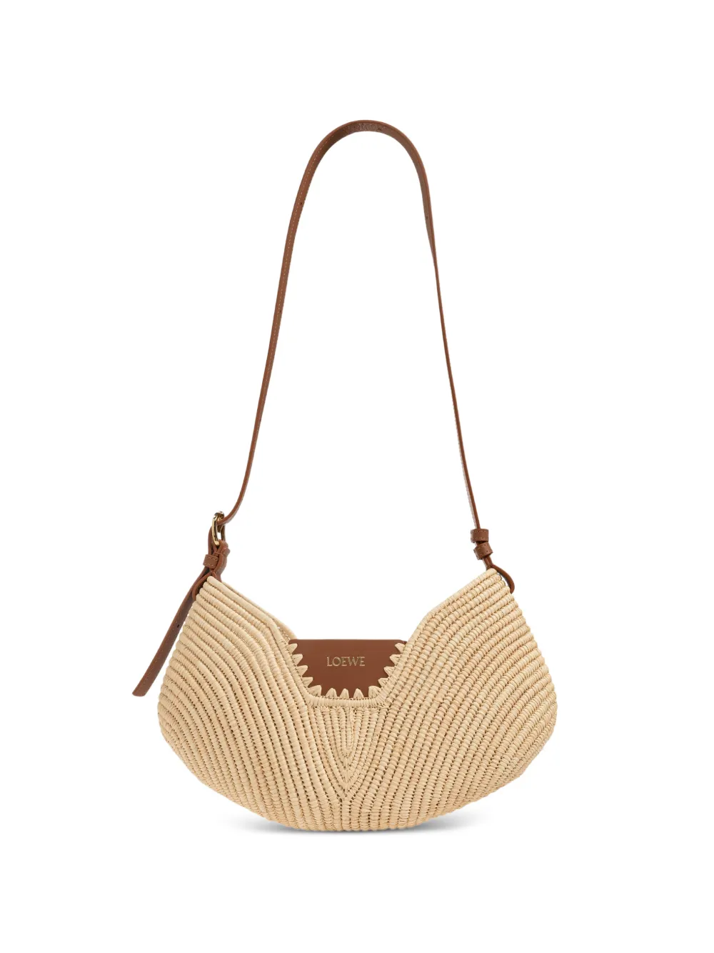 LOEWE medium Loewe Swing bag in raffia and calfskin - Toni neutri