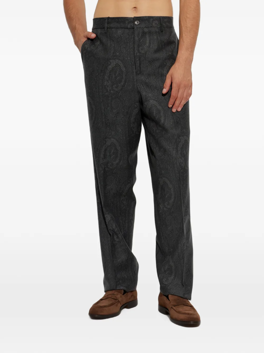 ETRO Plooibroek met paisley-print Grijs