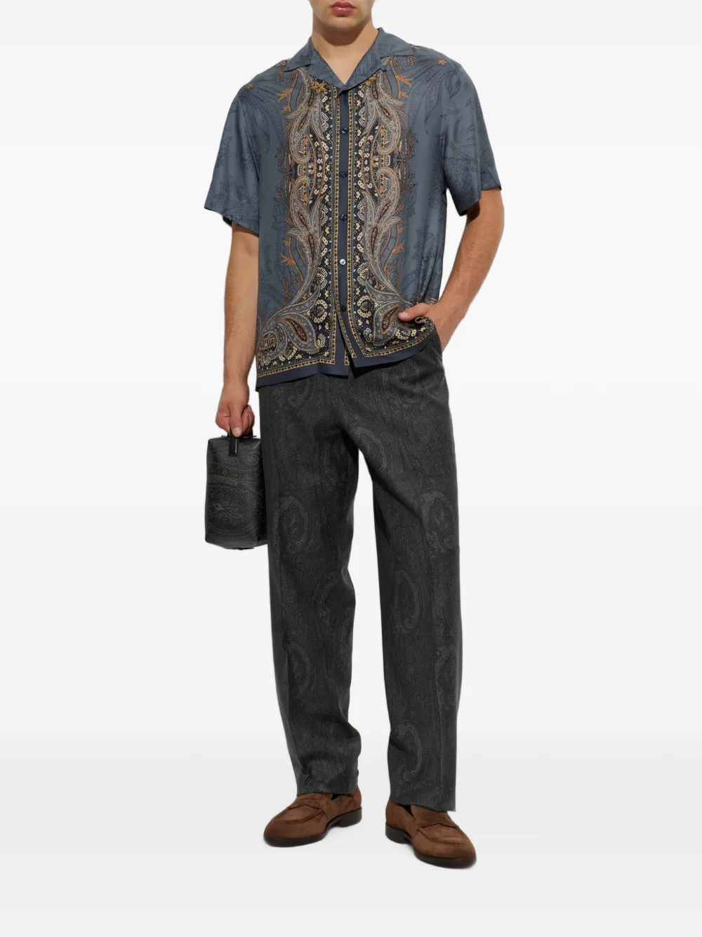 ETRO Plooibroek met paisley-print Grijs