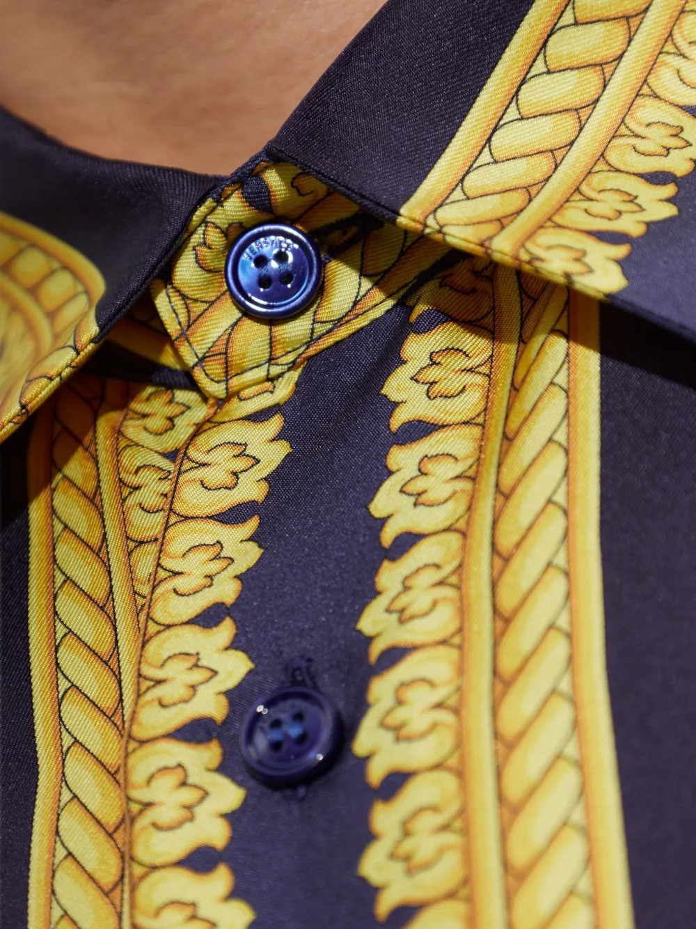 Versace Zijden overhemd met barokprint Blauw