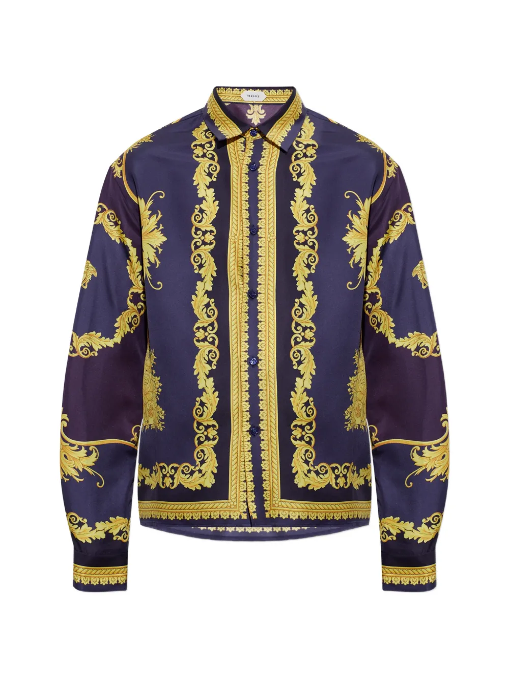 Versace Barocco-print silk shirt - Blau