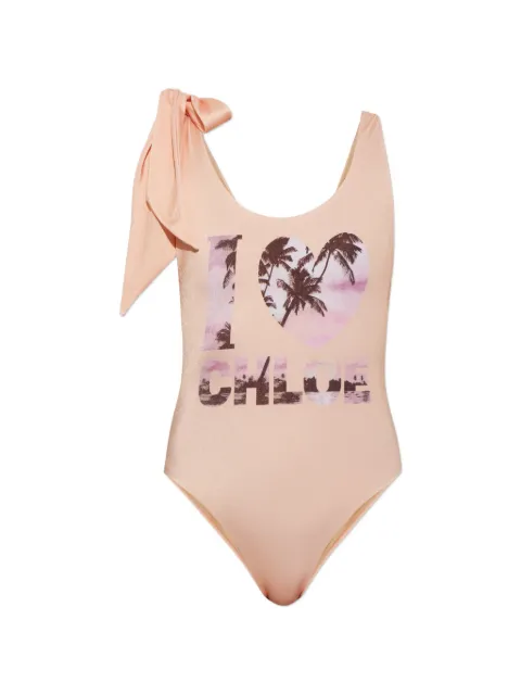 Chloé tie-strap one-piece logo swimsuit