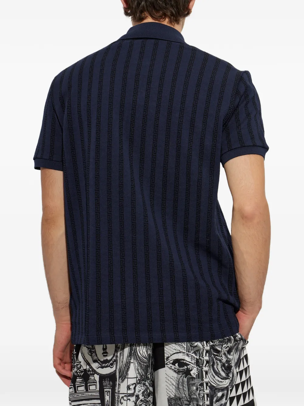Versace Piqué poloshirt van jacquard katoen Blauw