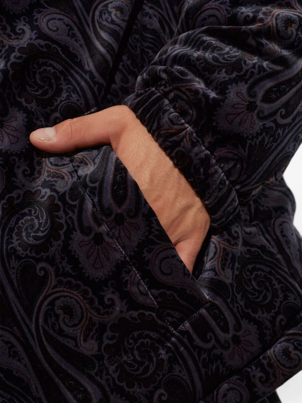 ETRO Katoenen fluwelen donsjack met paisley-patroon Zwart