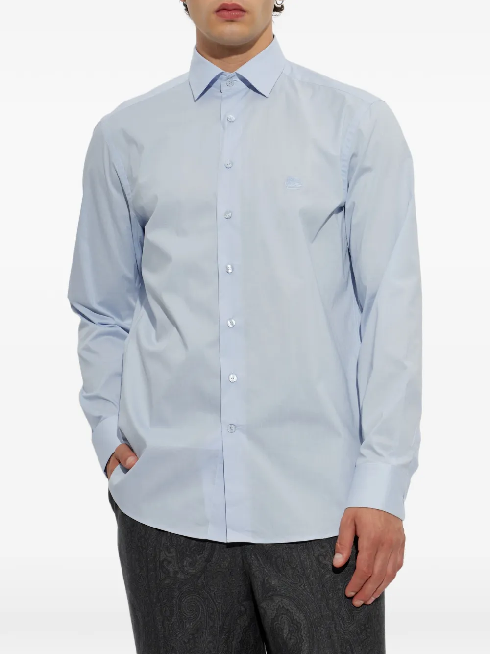 ETRO Overhemd met geborduurd logo Blauw