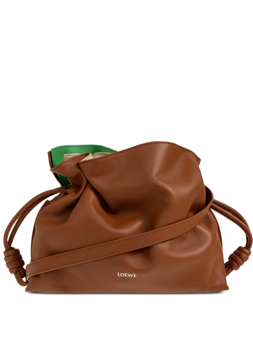 LOEWE medium layered Flamenco clutch bag in nappa calfskin - Marrone