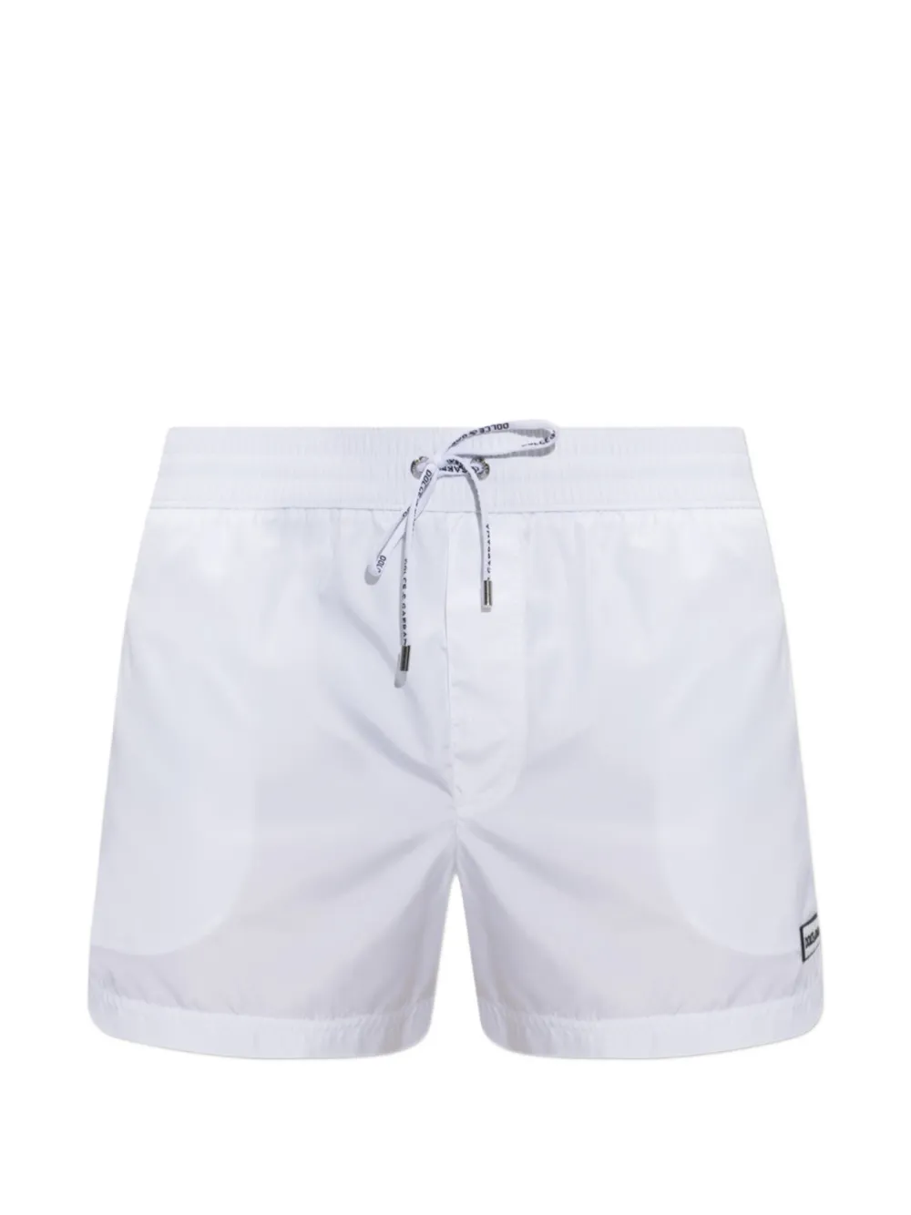 Dolce & Gabbana drawstring-waist logo-patch swim shorts - Bianco