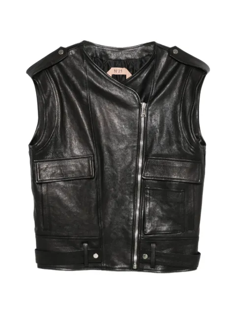 Nº21 biker-style leather gilet